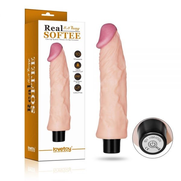 Реалистичный вибромассажер телесний 8" Real Softee - зображення 1