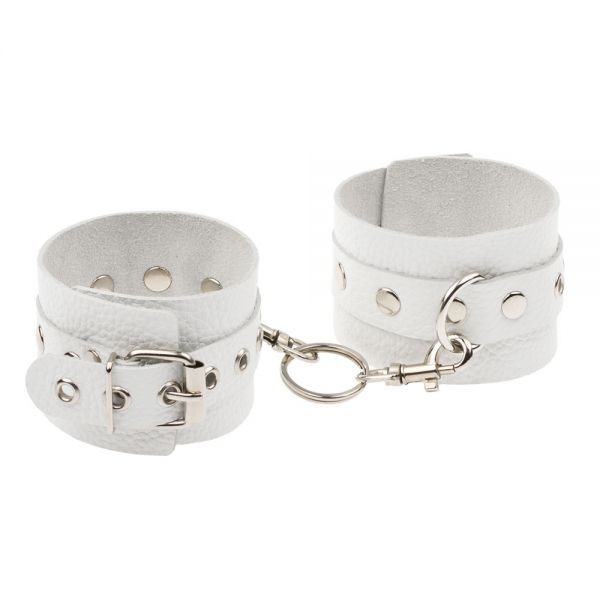Наручники Leather Double Fix Hand Cuffs, White - зображення 1