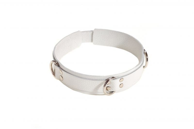 Ошейник Slave leather collar, White - зображення 1