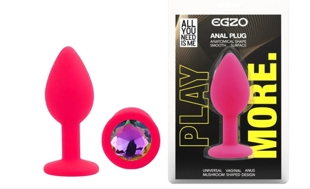 Силиконовая анальная пробка EGZO - Silicone Pink Round Plug Rainbow, size S - зображення 1