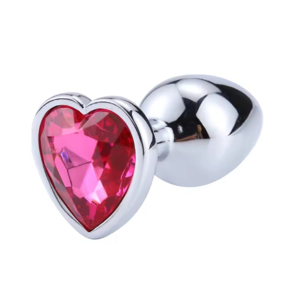 Металлическая анальная втулка “Heart” pink, размер S - зображення 1