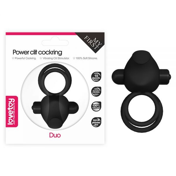 Эрекционное виброкольцо Power Clit Cockring, черный - зображення 1