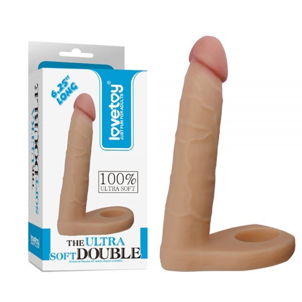 Телесная насадка для двойного проникновения 6.25" The Ultra Soft Double, Flesh - зображення 1