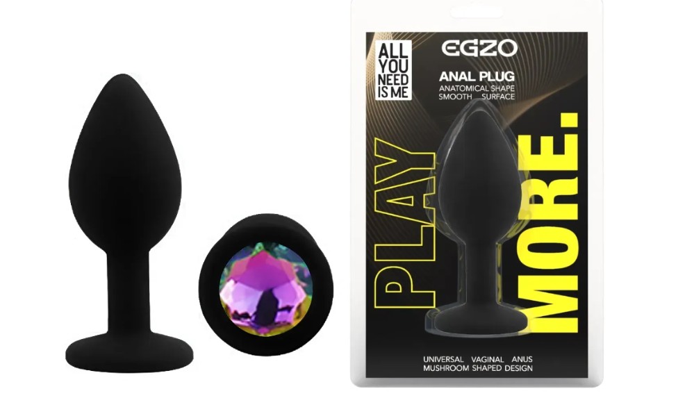 Силиконовая анальная пробка EGZO - Silicone Black Round Plug Rainbow, size S - зображення 1