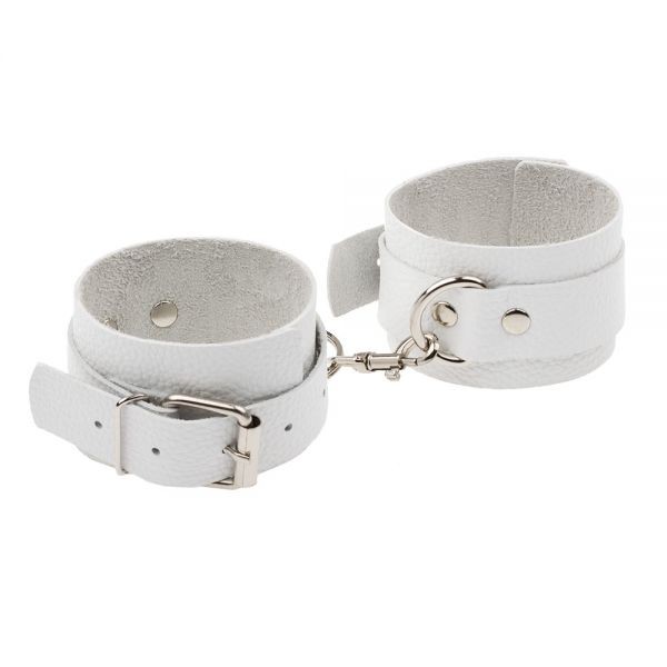 Наручники Leather Standart Hand Cuffs, White - зображення 1