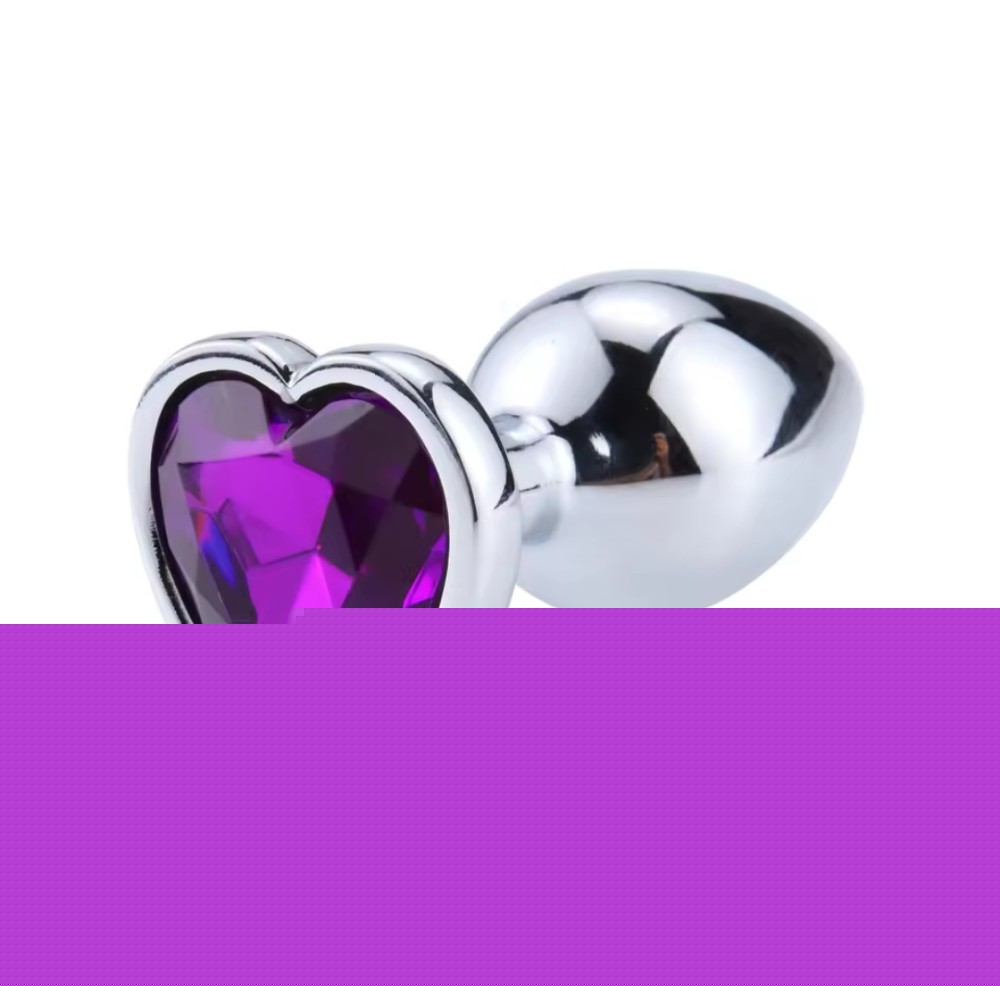 Металлическая анальная втулка “Heart” violet, размер S - зображення 1