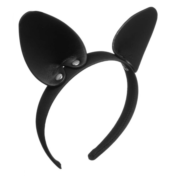 Кокетливые ушки кошечки на гибком ободке Playful Cat Black - зображення 1