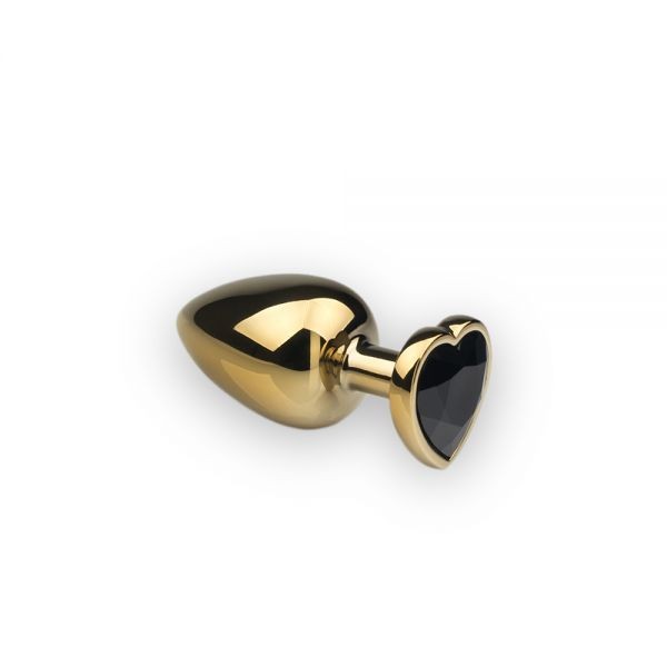 Анальна пробка з серцем Gold Heart Black Diamond, M - зображення 1