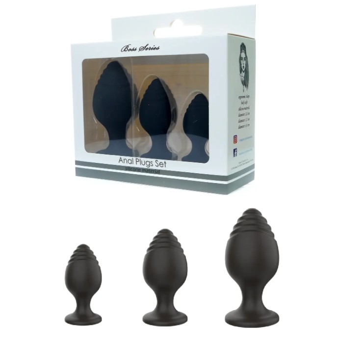 Набор анальных стимуляторов Boss Series - Silicone Anal Plugs Set (2,8 / 3,5 / 4,4 cm) - зображення 1