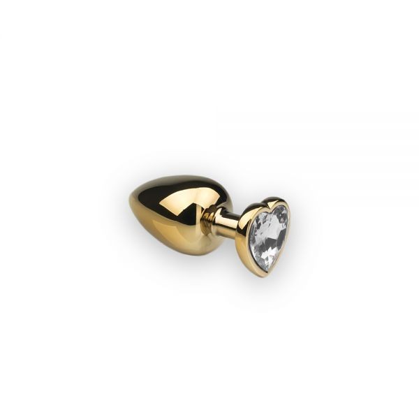 Анальная пробка из металла с кристаллом Gold Heart Diamond, S - зображення 1