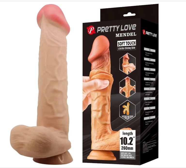 Вибратор на присоске с хребтом и эффектом скользящей кожи BAILE - Sliding Skin 9,4'' Flesh, BW-008104ZRG - зображення 1