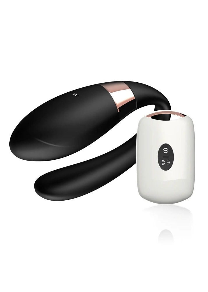 Вибромассажер для пар с пультом ДУ - Boss Series V-Vibe Black USB 7 Function - зображення 1