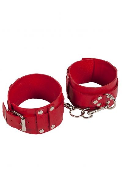 Оковы Leather Dominant Leg Cuffs, Red - зображення 1