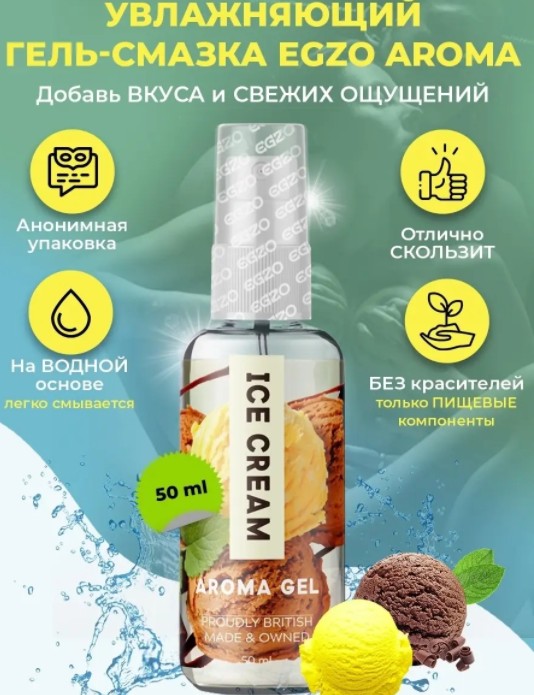 Оральный гель-лубрикант EGZO AROMA GEL - Ice Cream, 50 мл - зображення 1