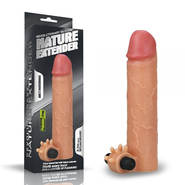 Насадка с вибрацией Add 2" Vibrating Silicone Extender, Flesh - зображення 1