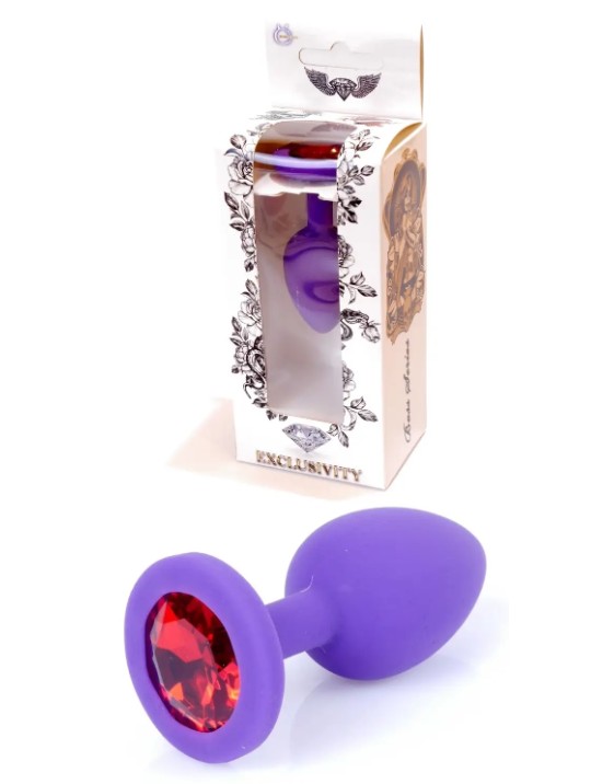 Силиконовая анальная пробка Boss Series - Jewellery Purple Silicon PLUG Medium Red M - зображення 1