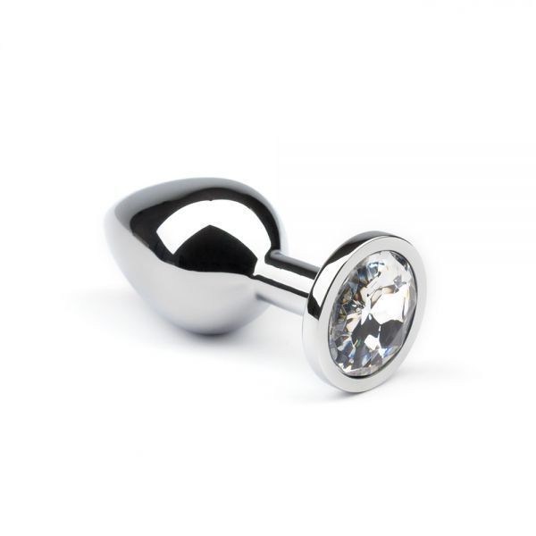 Анальная пробка со стразом Silver Diamond, L - зображення 1