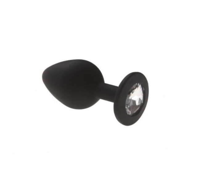 Анальная пробка с кристаллом, Black Silicone Diamond, M - зображення 1