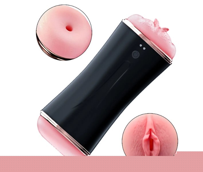 Мастурбатор с двумя входами FOXSHOW Vibrating Masturbation Cup USB 10 function + Interactive Function Black - зображення 1