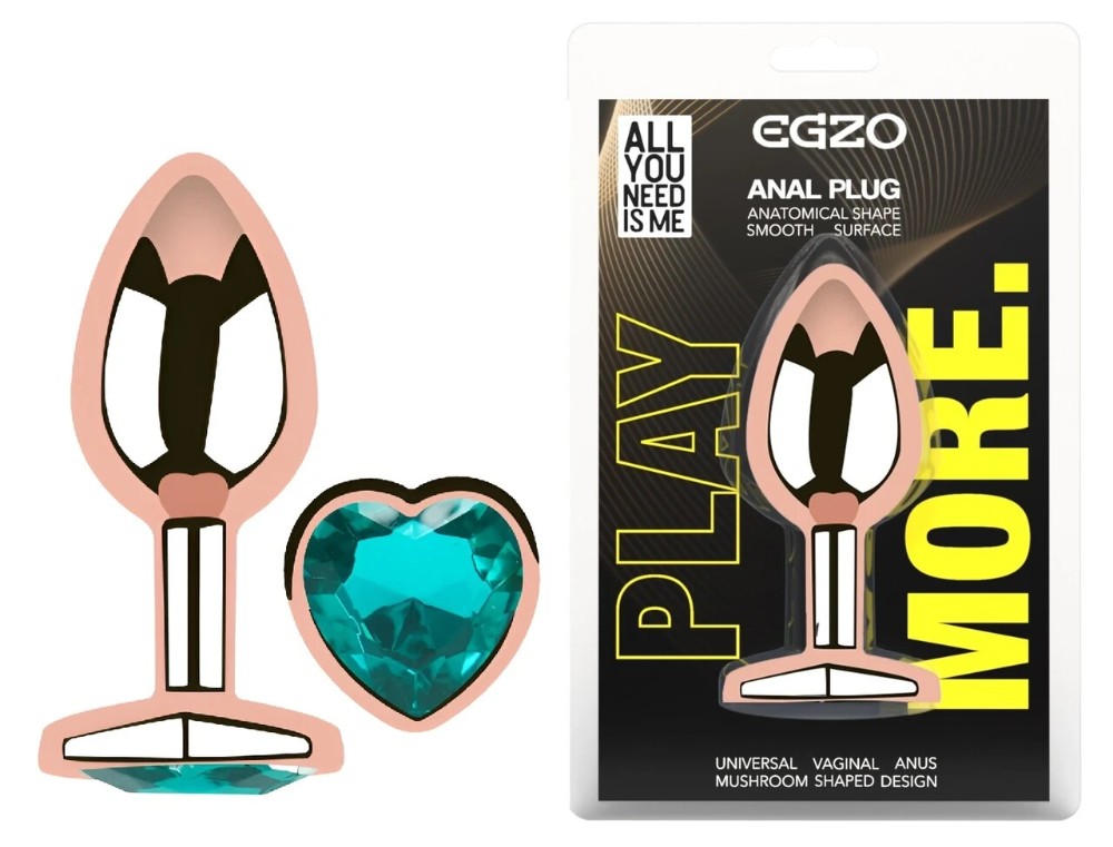 Анальная пробка EGZO Rose Gold Heart Marine M из нержавеющей стали с кристаллом - зображення 1