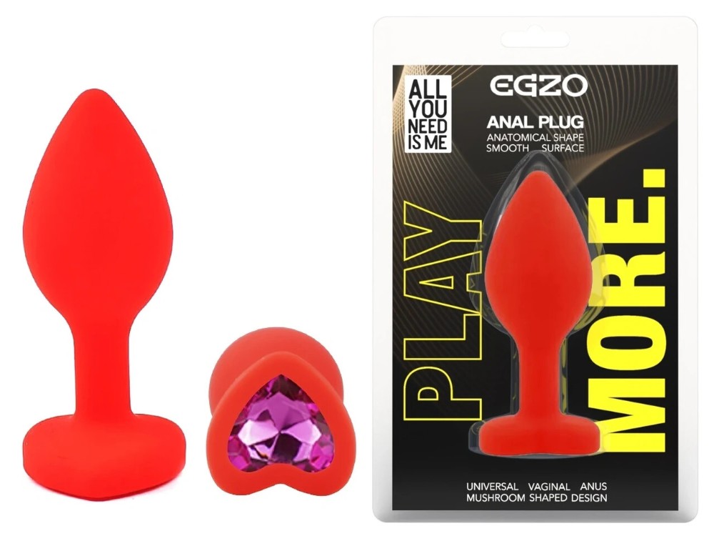 Анальная пробка EGZO Pink Round Plug Amethyst, размер S, розовая силиконовая с кристаллом - зображення 1