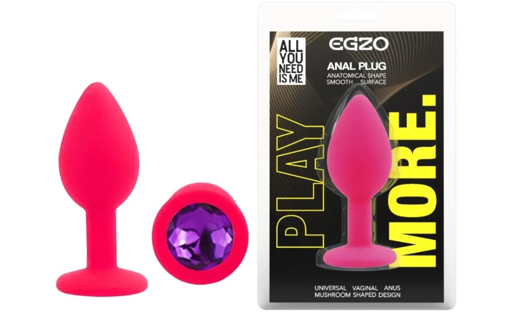 Силиконовая анальная пробка EGZO - Silicone Pink Round Plug Purple, size S - зображення 1