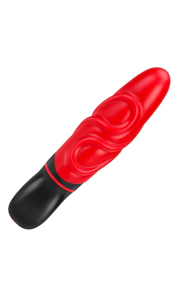 Роскошный вибратор с выпуклыми ребрышками для стимуляции AMOR BIG VIBRATOR BRUCE Red (Приложение НЕ Функционирует!) - зображення 1