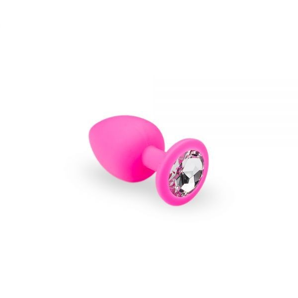 Анальная пробка Pink Silicone Diamond, M с кристаллом - зображення 1
