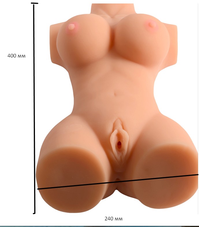 Мастурбатор-торс Busty Lady Solid Silicone Sexy Doll вагина-анус без вибрации телесный - зображення 1