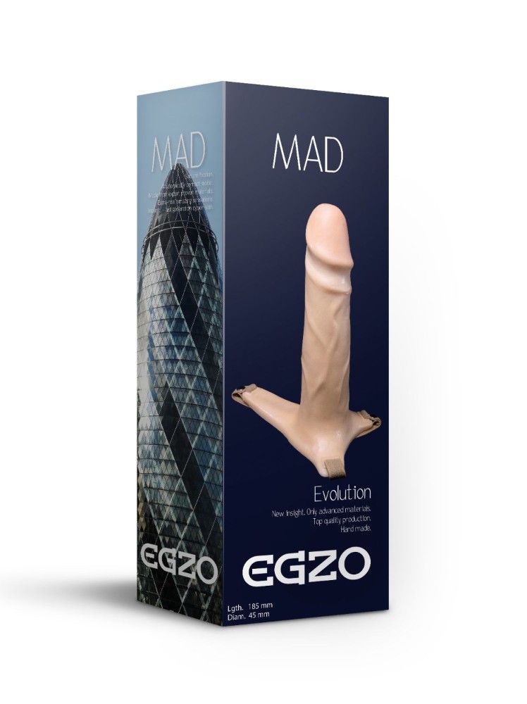 Фаллопротез поясной EGZO (пустотелый страпон) (18,5 см х 4,5 см) - зображення 1