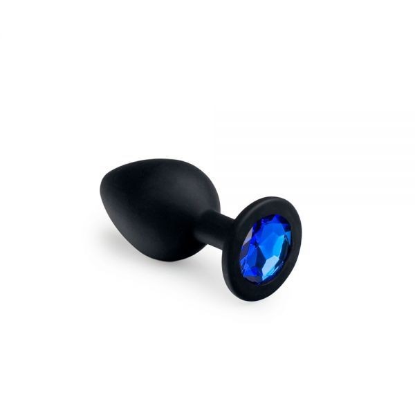 Анальная пробка черная с синим кристаллом, Black Silicone Sapphire, M - зображення 1