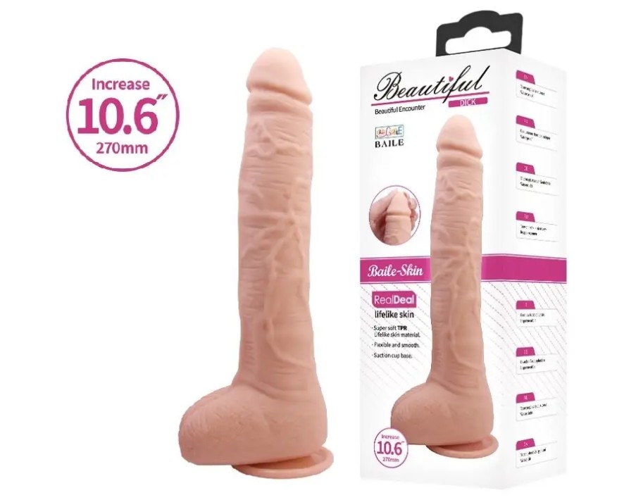 Фаллоимитатор на присоске Baile Beautiful DICK 10.6'' Flesh - зображення 1
