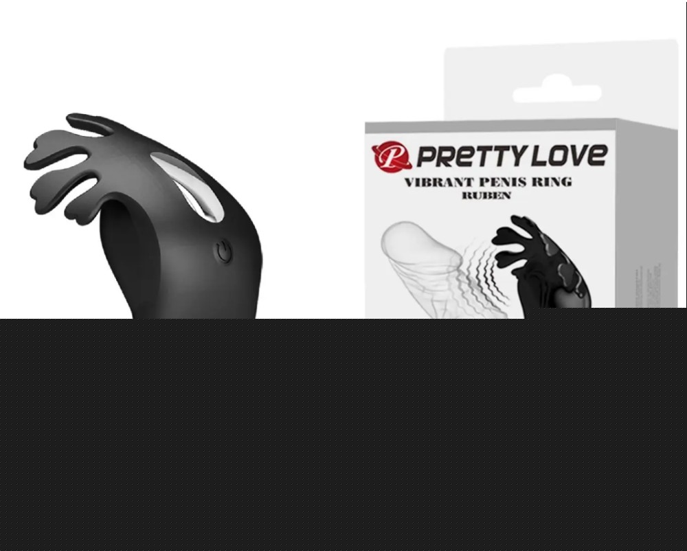 Кольцо эрекционное Pretty Love - Vibration Penis Ring Ruben Black - зображення 1