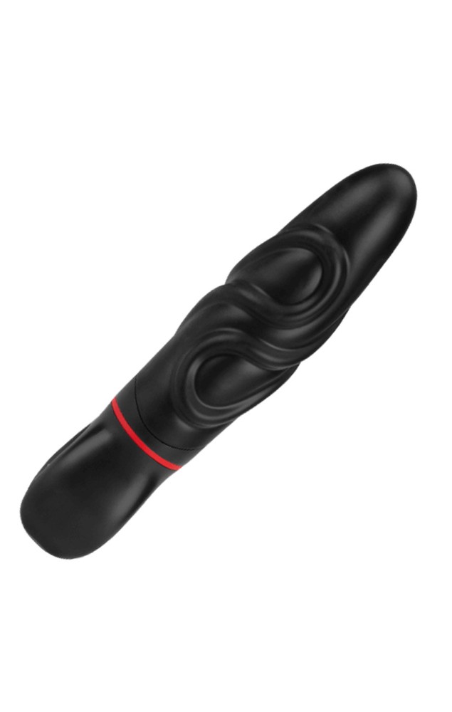 Роскошный вибратор с выпуклыми ребрышками для стимуляции AMOR BIG VIBRATOR BRUCE Black (Приложение НЕ Функционирует!) - зображення 1