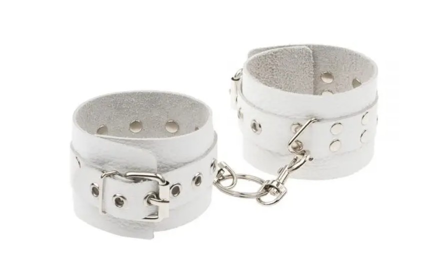 Наручники Leather Rastraints Hand Cuffs, White - зображення 1