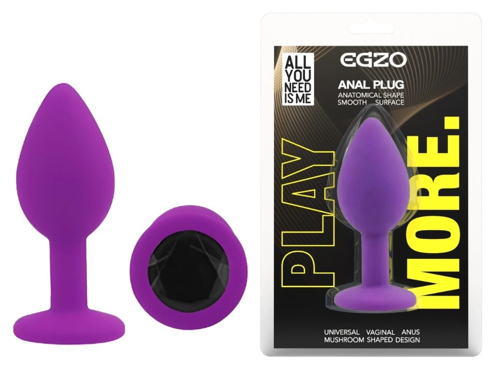 Анальная пробка EGZO Silicone Purple S — гладкая фиолетовая силиконовая модель для начинающих - зображення 1