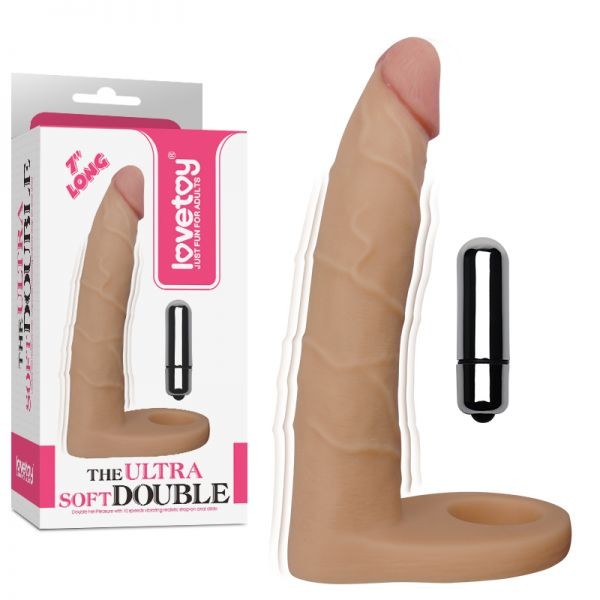 Телесная насадка-вибратор для двойного проникновения 7" The Ultra Soft Double-Vibrating 17 см - зображення 1