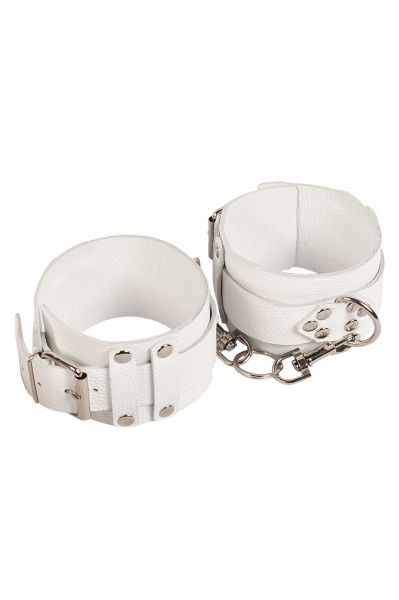 Оковы Leather Dominant Leg Cuffs, White - зображення 1