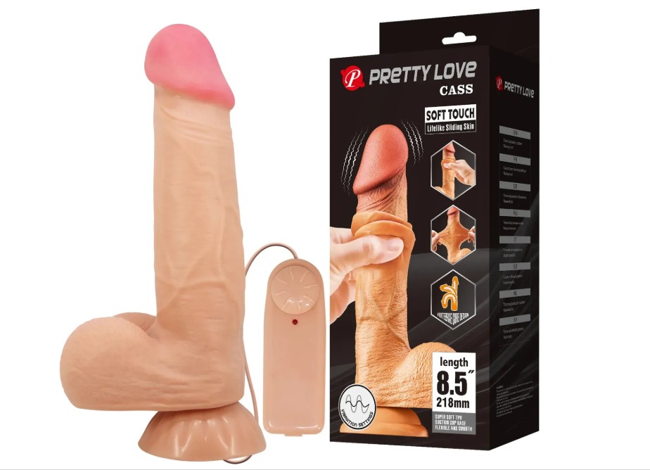 Вибратор на присоске с хребтом и эффектом скользящей кожи BAILE - Sliding Skin 8,5'' Flesh, BW-008105ZRG - зображення 1