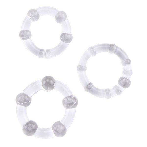 Набор эрекционных колец Beaded Cock Rings, Clear - зображення 1