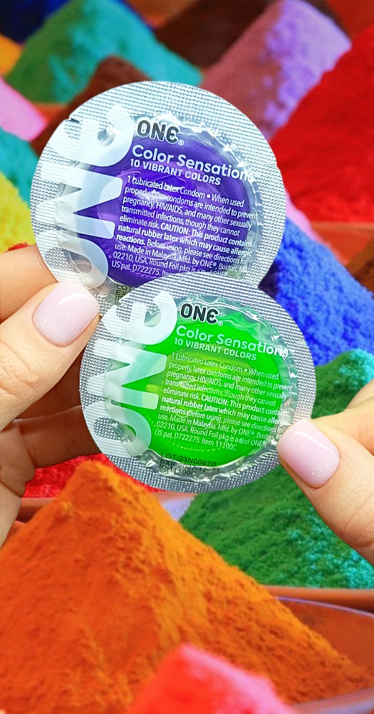 Презервативы ONE Color Sensations (разноцветные)(по 1 шт)(упаковка может отличаться цветом и рисунко - зображення 1