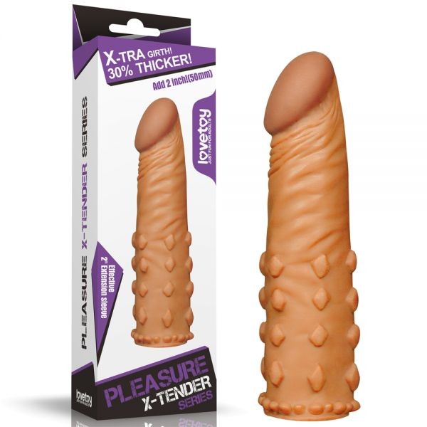 Насадка с пупырышками Add 2" Pleasure X Tender, Brown - зображення 1