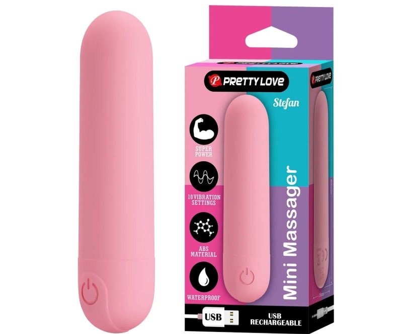 Перезаряжаемая вибропуля Pretty Love - Stefan Light pink, BI-300085-3 - зображення 1