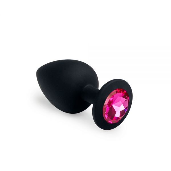 Анальная силиконовая пробка с розовим кристаллом Black Silicone Pink-Rhodolite S - зображення 1