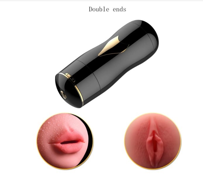 Мастурбатор с двумя входами на присоске Boss Series: Vibrating Masturbation Cup Black - зображення 1
